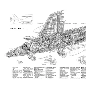 Folland Fo141 Gnat Cutaway Drawing