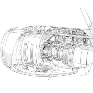 General Electric CFM56 MDD DC8 Engine Installation Cutaway Drawing