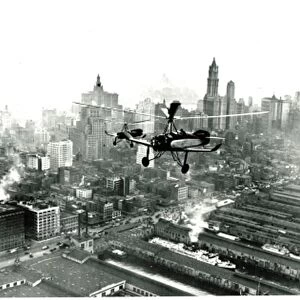 Gerva Autogyro flying over New York