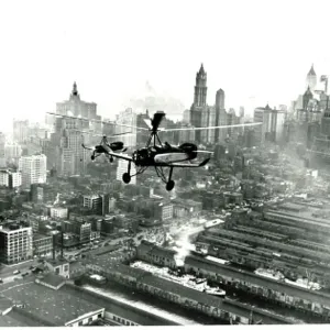 Gerva Autogyro flying over New York Gerva Autogyro flying over New York