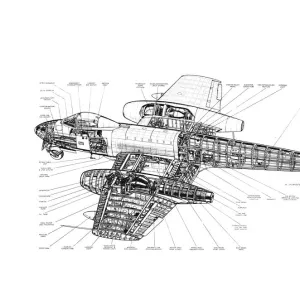 Gloster Meteor Mk8 Cutaway Drawing