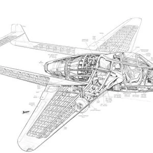 De Havilland Vampire FI Cutaway Drawing