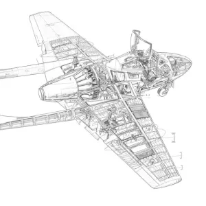 De Havilland Vampire FI Cutaway Drawing For sale as Framed Prints ...