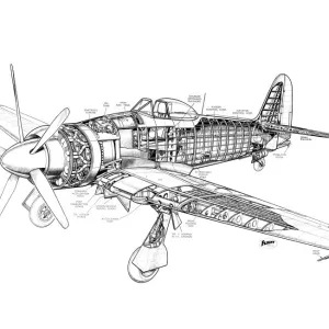 Hawker Sea Fury Cutaway Drawing