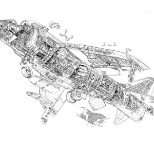 Hawker Siddeley Harrier GR1 Cutaway Drawing