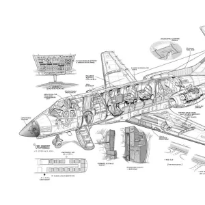 Hawker Siddeley HS-125-600 Cutaway Poster