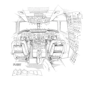 McDonnell Douglas DC-10 cockpit detail Cutaway Drawing