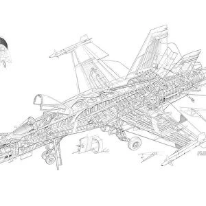 McDonnell Douglas F / A-18 Hornet Australian Cutaway Drawing