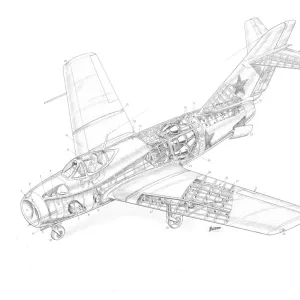 Mikoyan MIG 15 Cutaway Drawing