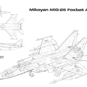Mikoyan MIG 25 Foxbat A Cutaway Drawing