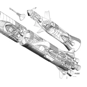 Nasa Apollo Saturn V Rocket Cutaway Drawing