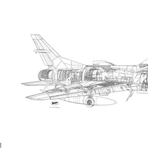 North American F-100 Super Sabre Cutaway Drawing