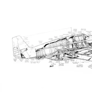 North American P-51A Mustang Cutaway Drawing