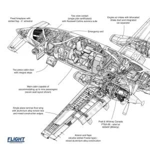 Piaggio P180 Avanti II Cutaway Drawing