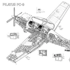 Pilatus PC-9 Cutaway Poster