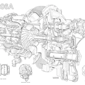 Pratt & Whitney Canada PW 206A Cutaway Drawing