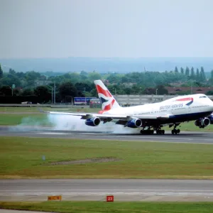 press b747 ba landing smoke lhr 747-4