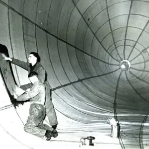 RAF Ballon unit, ardington. Repairs on Ballon (inflated with air) RAF Ballon unit, ardington. Repairs on Ballon (inflated with air)