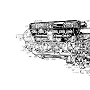 Rolls Royce Merlin XX Cutaway Drawing