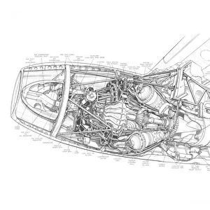 Rolls-Royce Nene Installation Cutaway Drawing