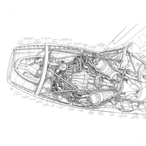 Rolls-Royce Nene Installation Cutaway Drawing