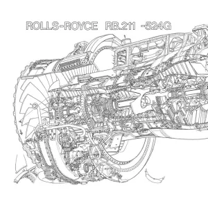 Rolls Royce RB211-524G Cutaway Drawing