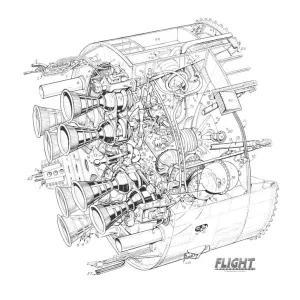 Royal Aircraft Establishment Black Arrow Rear Jet Engine Cutaway Drawing