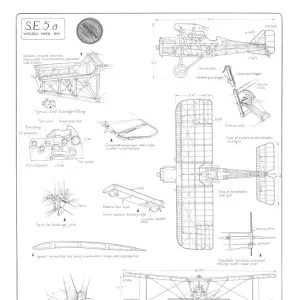 Royal Aircraft Factory S. E. 5 Cutaway Drawing