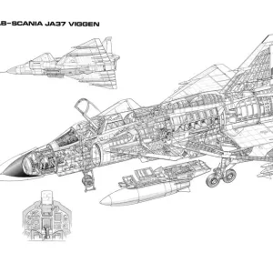 Saab JA37 Viggen Cutaway Drawing