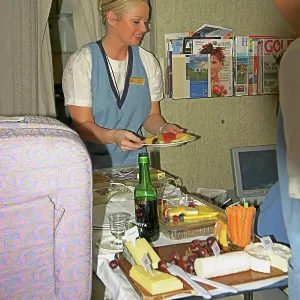 Serving Business Class meal