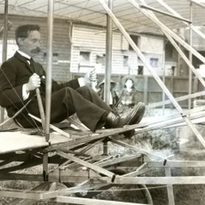 T W K Clarke seated in Charles-Wright Glider, September 1909