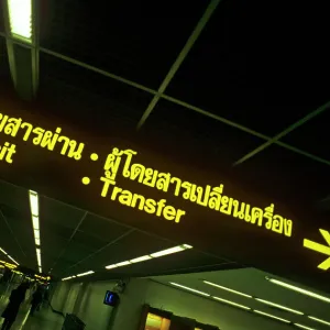 Transit signs at Bangkok Airport Thailand