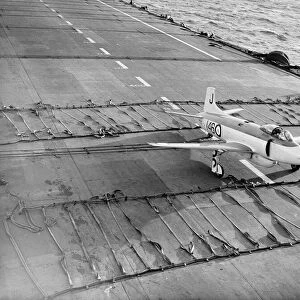 Vickers Supermarine Attacker on deck of HMS Eagle 1952