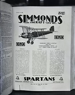 Flight Collection: 928 Advert for a Simmonds Cirrus Spartan aircaft