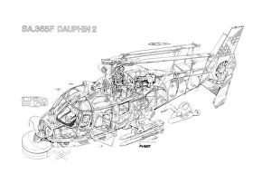 Military Helicopter Cutaways Gallery: Aeospatiale SA365 Dauphin 2 Cutaway Drawing