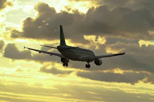 Airbus A320 in sunset