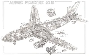 Military Aviation 1946-Present Cutaways Collection: Airbus Industrie A310 Cutaway Drawing