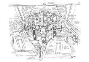 Military Aviation 1903-1945 Cutaways Collection: Airspeed Oxford Cockpit Detail Cutaway Drawing