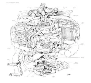 Aeroengines - Piston Cutaways Gallery: Alvis Leonides Cutaway Drawing