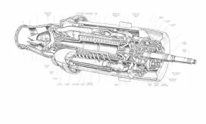 Aeroengines - Piston Cutaways Gallery: Armstrong Siddeley Python Cutaway Drawing