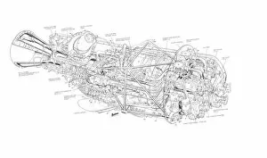 Aeroengines - Piston Cutaways Collection: Armstrong Siddeley Screamer Cutaway Drawing