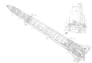 Army Ballistic Missile Agency Redstone and Launcher Cutaway Drawing
