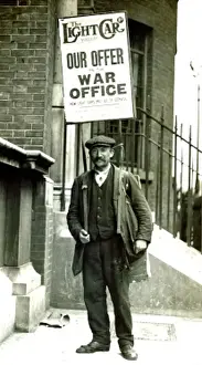 Flight Prints: August 1914 Street advert carried by a man in a london Street appealing for cars for the War effort