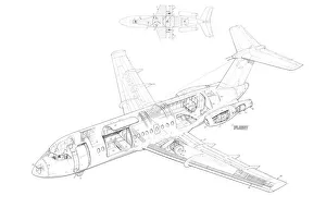 BAC One eleven 475 Cutaway Drawing