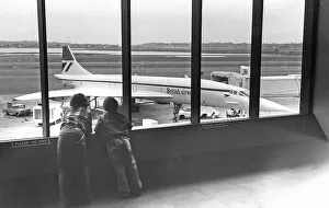 BAe Concorde - two small boys looking at aircraft 1974