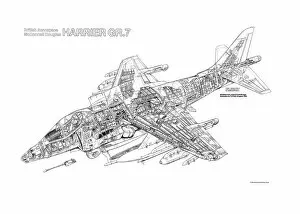 Military Aviation 1946-Present Cutaways Gallery: BAe Harrier GR7 Cutaway Drawing