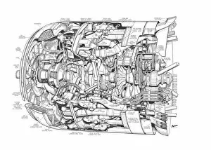 Aeroengines - Piston Cutaways Gallery: Bayerische Moteren Werke BMW 801A Cutaway Drawing