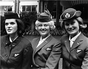 <b class=qtipBold><figcaption>BEA Uniforms of 20 Years</figcaption></b><br>Marking 20th Anniversary of the formation of the British European Airways. The three uniforms that have been worn by BEA girls.<br><em>© Flightglobal</em> BEA Uniforms of 20 Years
