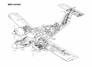 General Aviation Cutaways Collection: Beech Duchess 76 Cutaway Drawing