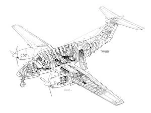 Civil Aviation 1949-Present Cutaways Gallery: Beech King Air 200 Cutaway Drawing